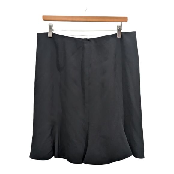 Vintage Talbots Black Crepe Fluted Hem Career Office Work Mini Skirt, 14 - Picture 1 of 8